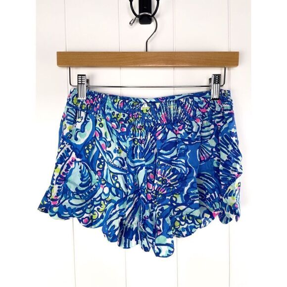 Lilly Pulitzer Scalloped Dahlia Shorts in Cerviche Pattern Brillant Blue Size XS - Picture 4 of 12